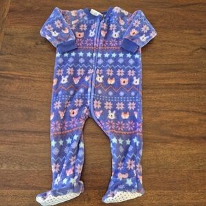 PJ Place Girls Purple Fuzzy Fair Isle Sleeper Size 9-12M